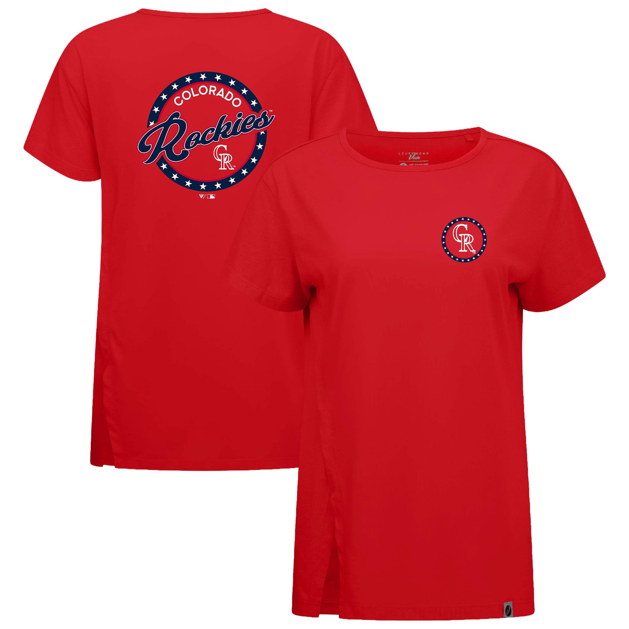 Women's Levelwear Red Colorado Rockies Independence Day Influx Constellation T-Shirt