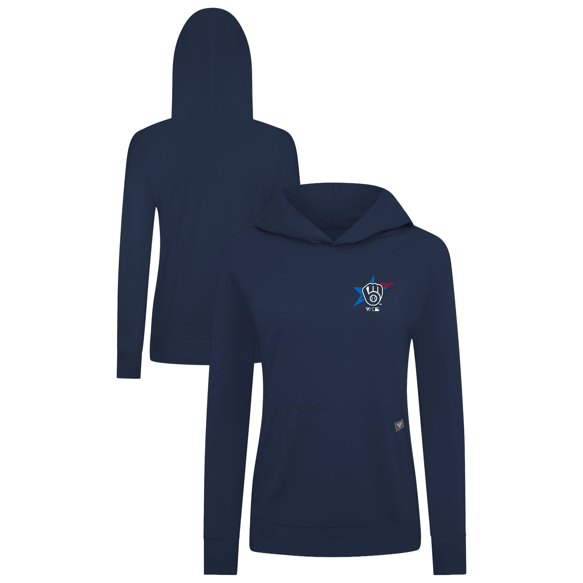 Women's Levelwear Navy Milwaukee Brewers Independence Day Relay Governor Hoodie