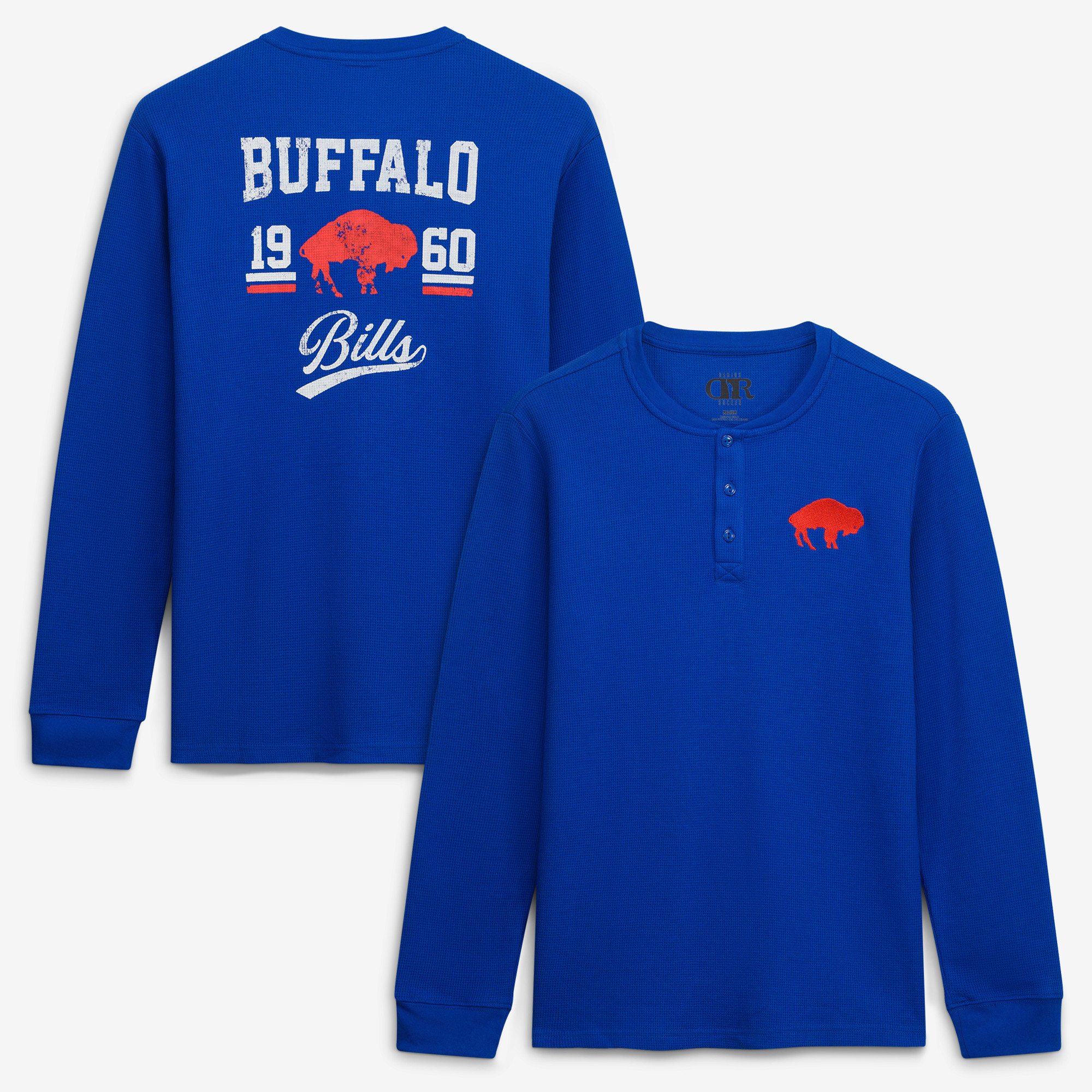 Men's Darius Rucker Collection by Fanatics  Royal Buffalo Bills Waffle-Knit Henley Long Sleeve T-Shirt
