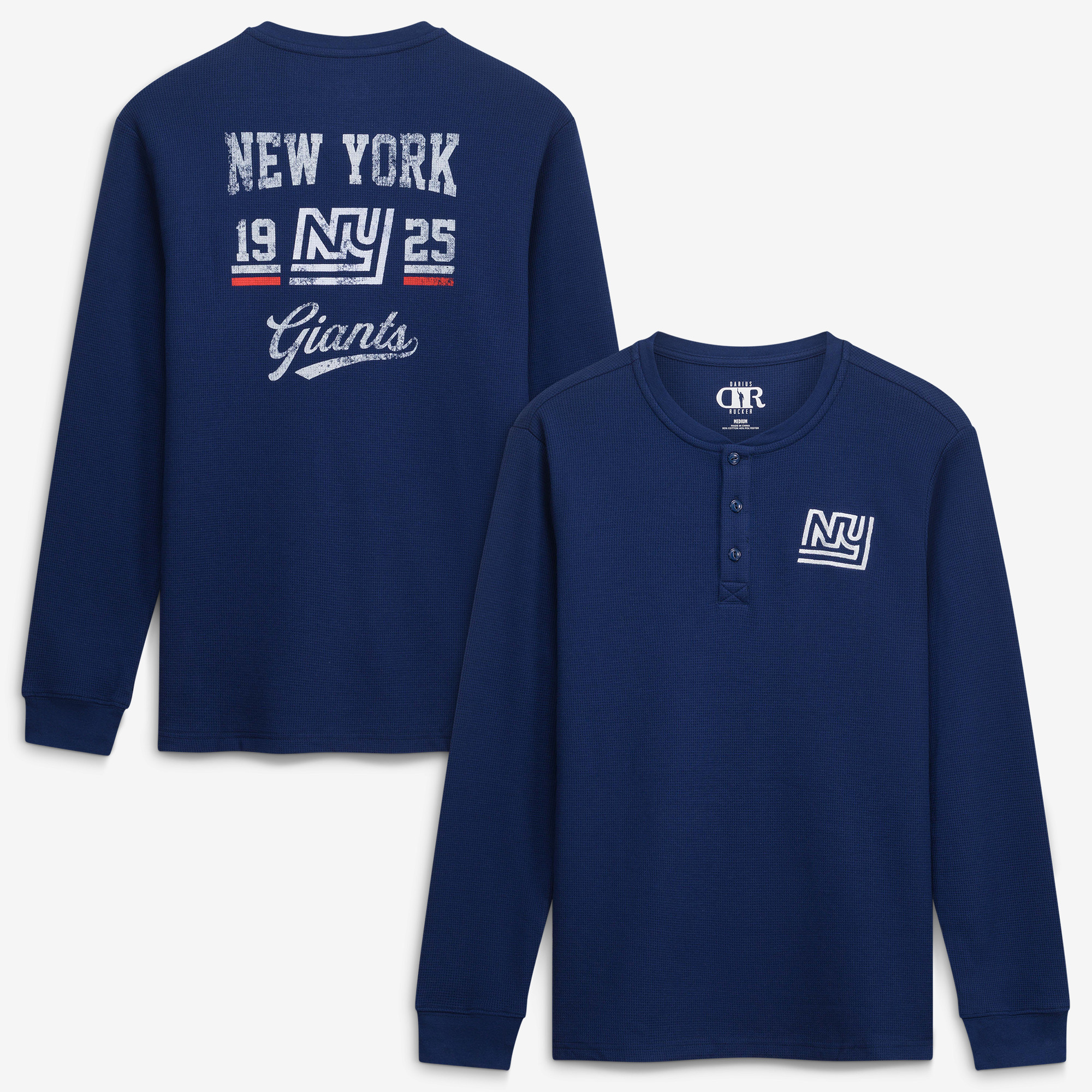 Men's Darius Rucker Collection by Fanatics  Royal New York Giants Waffle-Knit Henley Long Sleeve T-Shirt