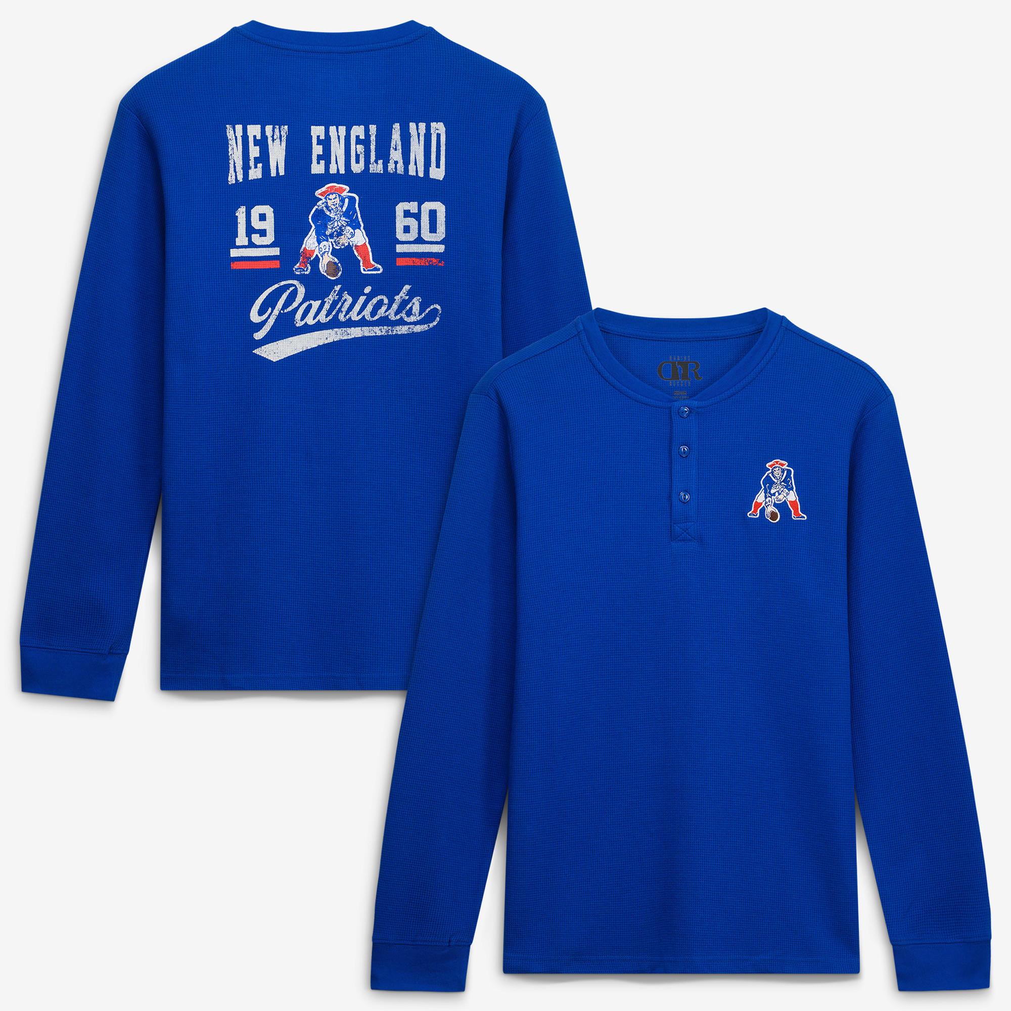 Men's Darius Rucker Collection by Fanatics  Royal New England Patriots Waffle-Knit Henley Long Sleeve T-Shirt