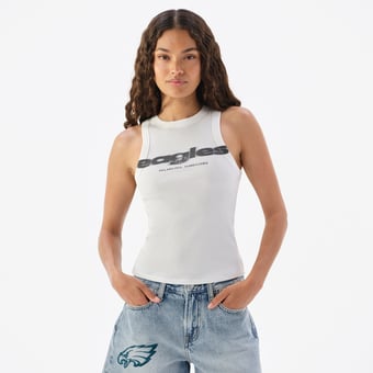 Women's White Philadelphia Eagles Micro Rib Tank Top