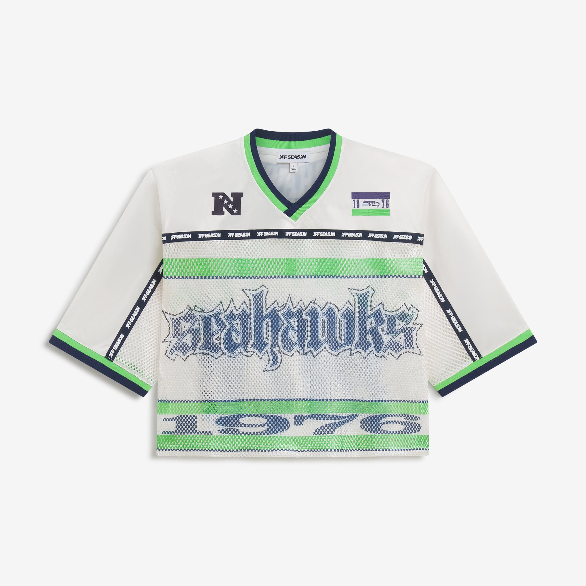 Haut court en maille à col en V crème Seattle Seahawks pour femme
