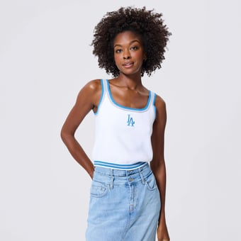 Women's Terez White Los Angeles Dodgers Knit Cropped Tank Top