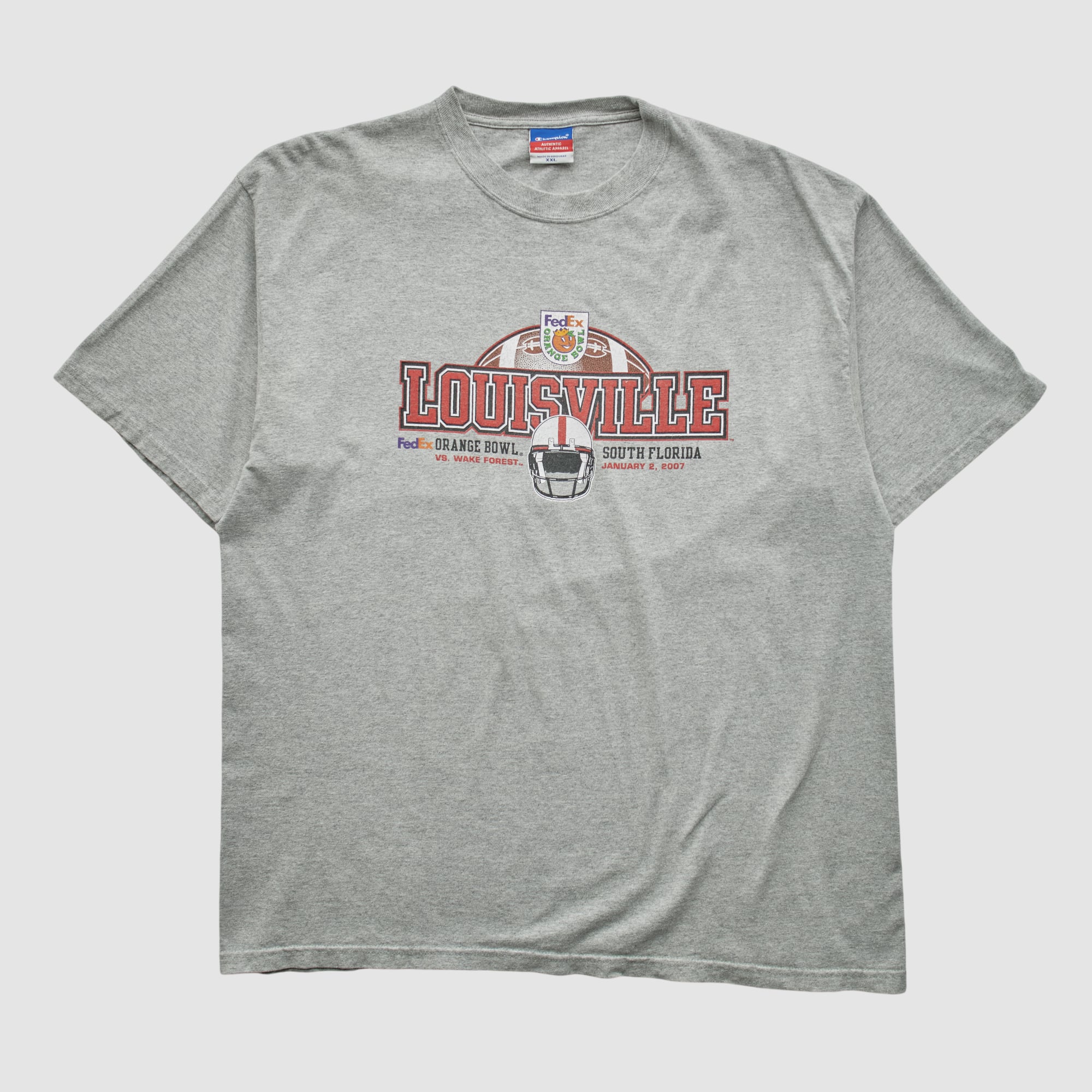 Louisville Cardinals Champion 2007 T-shirt - Heather Gray - XL by Fanatics Real Vintage