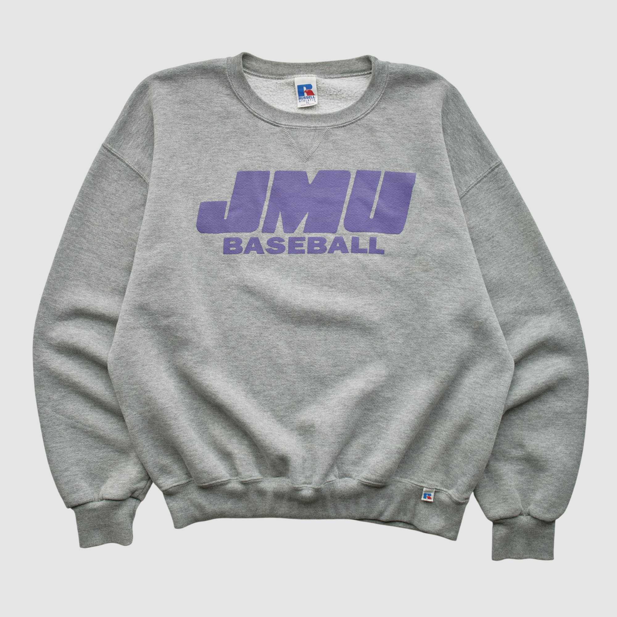 James Madison Dukes Russell 2000s Pullover Sweatshirt - Heather Gray - L by Fanatics Real Vintage