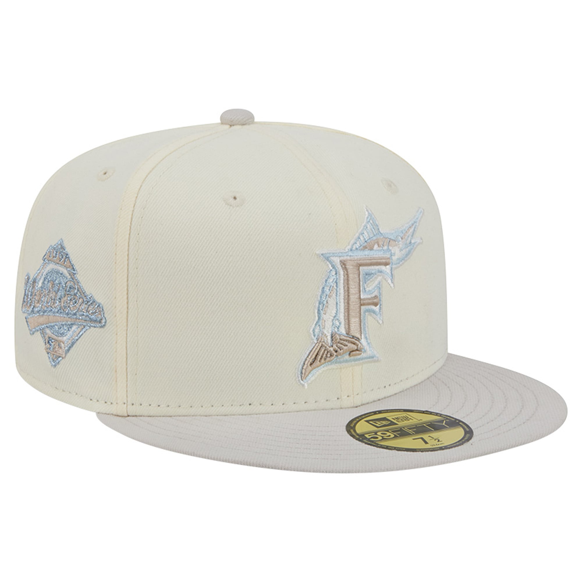 Men's New Era  Natural Florida Marlins Cooperstown Collection Crisp Equinox World Series 59FIFTY Fitted Hat
