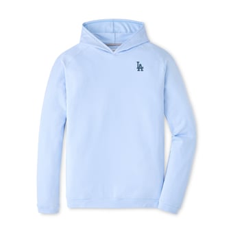 Men's Peter Millar Light Blue Los Angeles Dodgers Pine Sugar Stripe Performance Hoodie