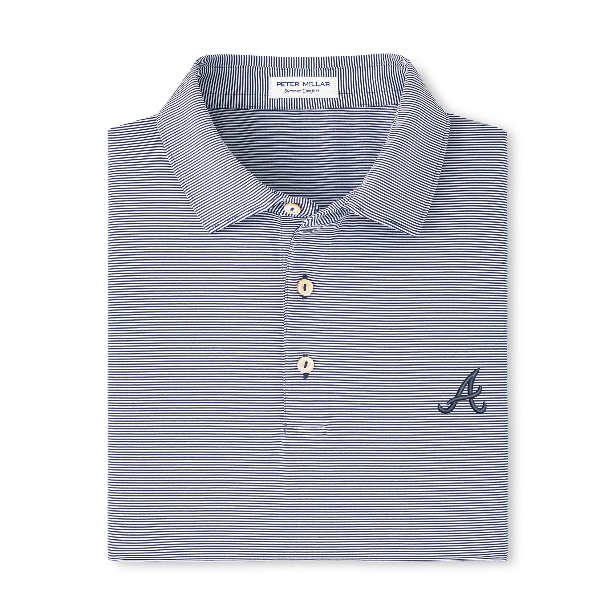 Men's Peter Millar Navy Atlanta Braves Jubilee Stripe Polo