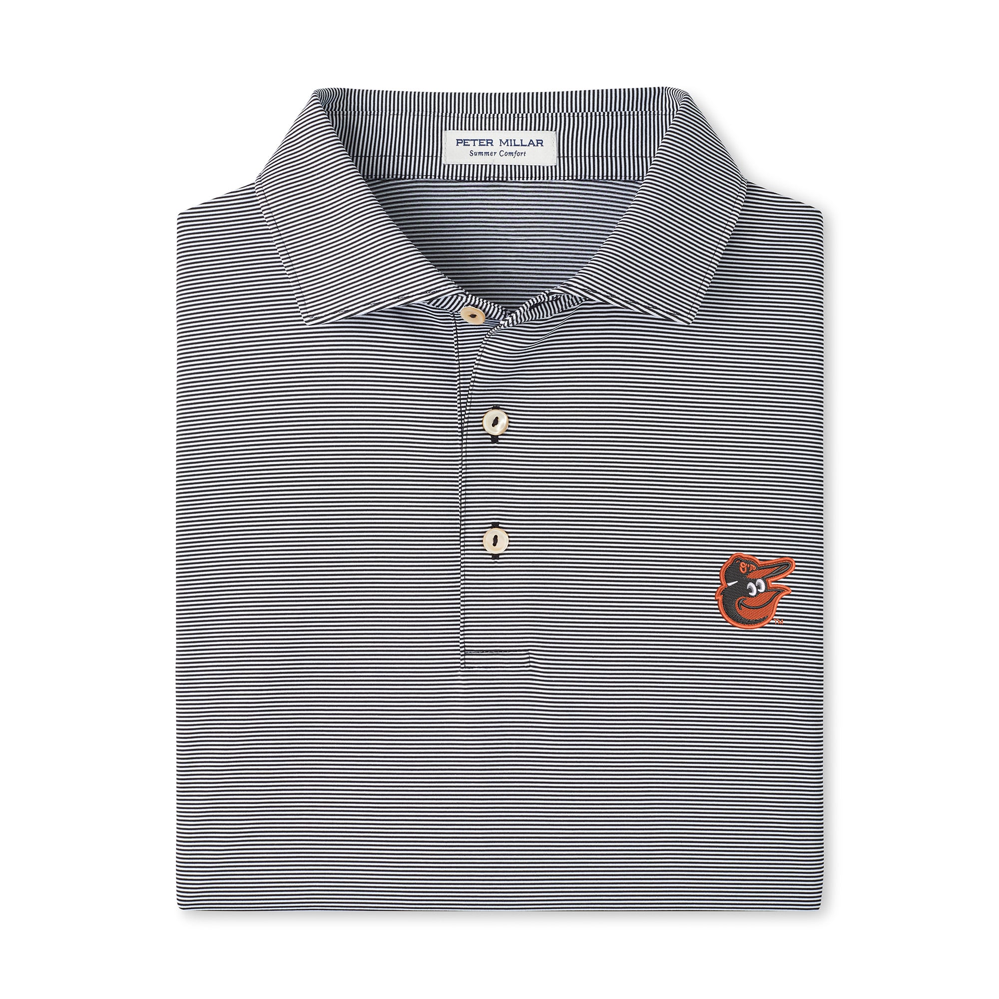 Men's Peter Millar Black Baltimore Orioles Jubilee Stripe Stretch Jersey Polo