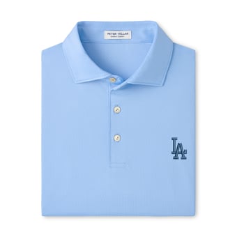Men's Peter Millar Light Blue Los Angeles Dodgers Hugo Performance Jersey Polo