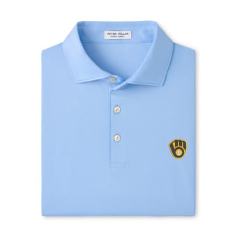 Men's Peter Millar Light Blue Milwaukee Brewers Hugo Performance Jersey Polo