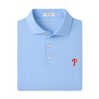 Men's Peter Millar Light Blue Philadelphia Phillies Hugo Performance Jersey Polo