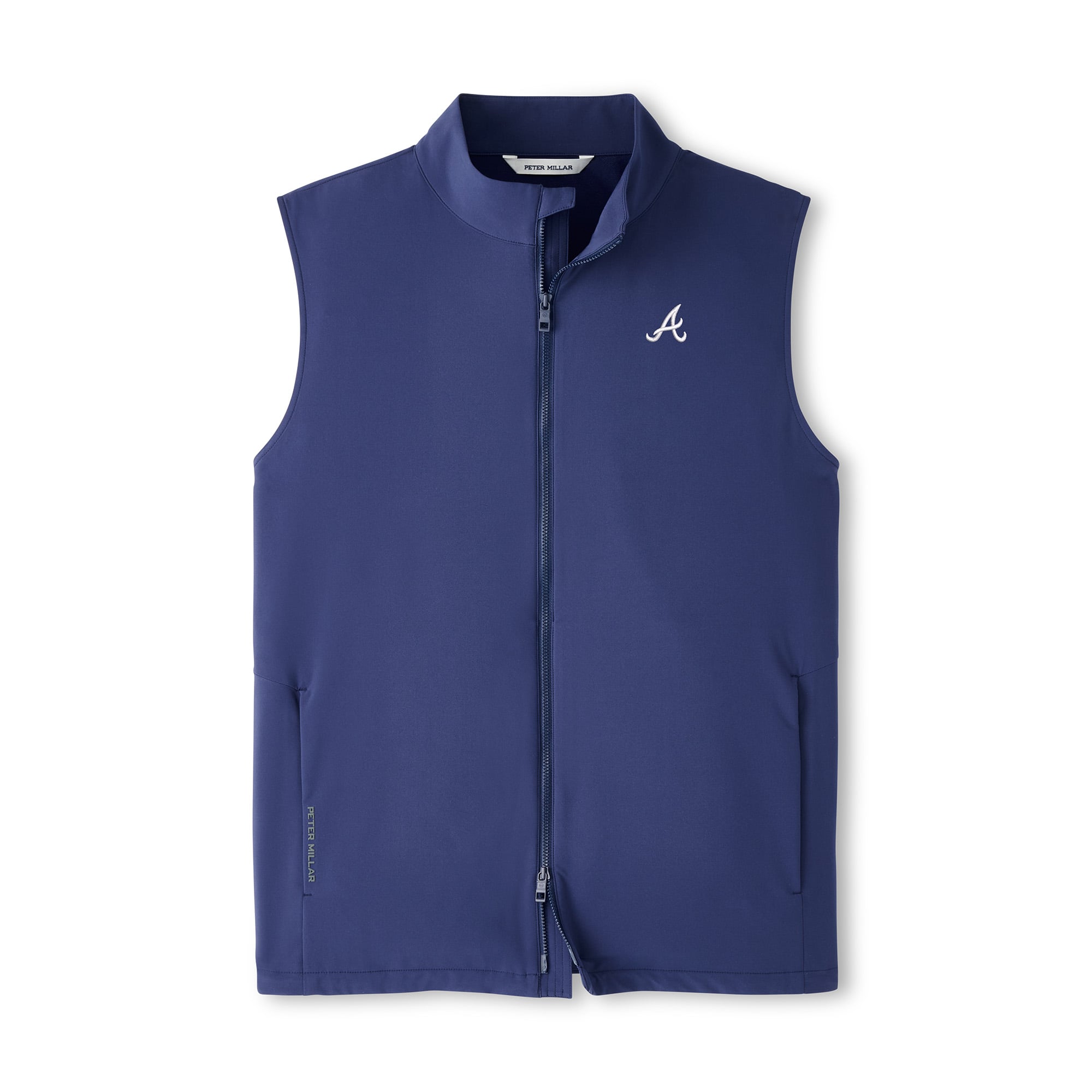 Men's Peter Millar Navy Atlanta Braves Dunes Full-Zip Vest