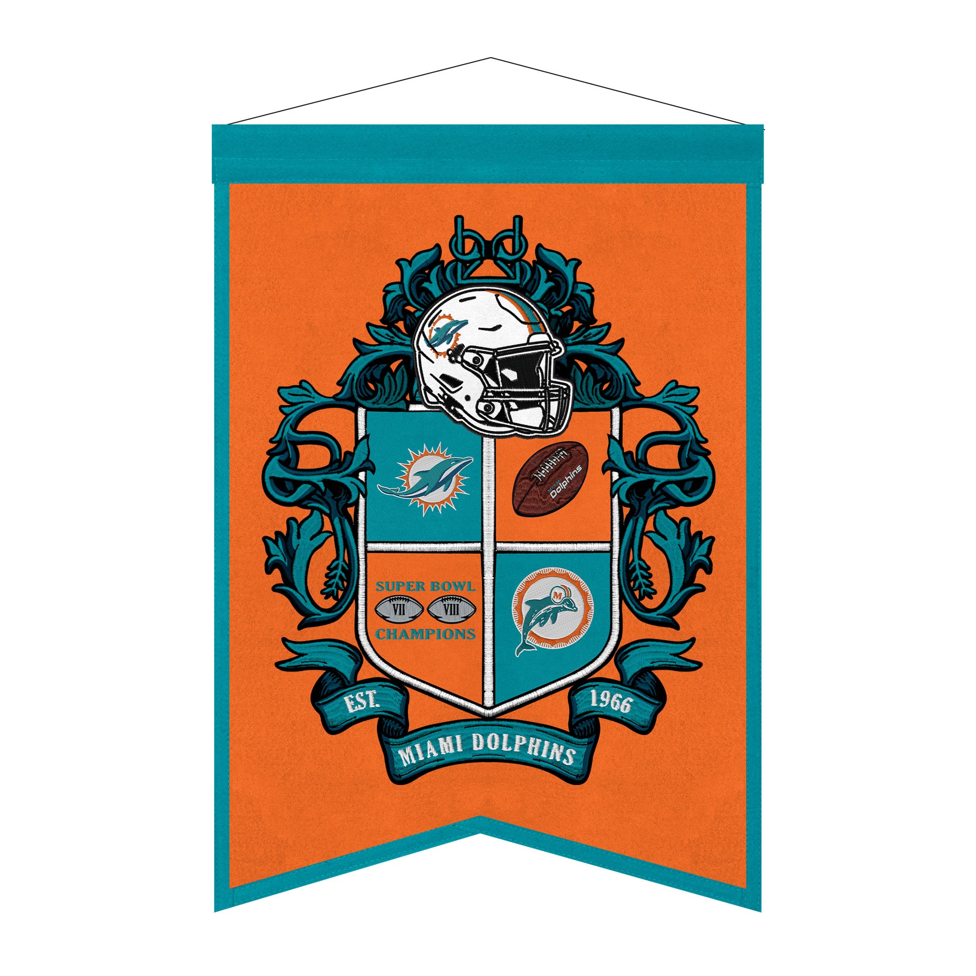 Miami Dolphins 15" x 22" Crest Banner