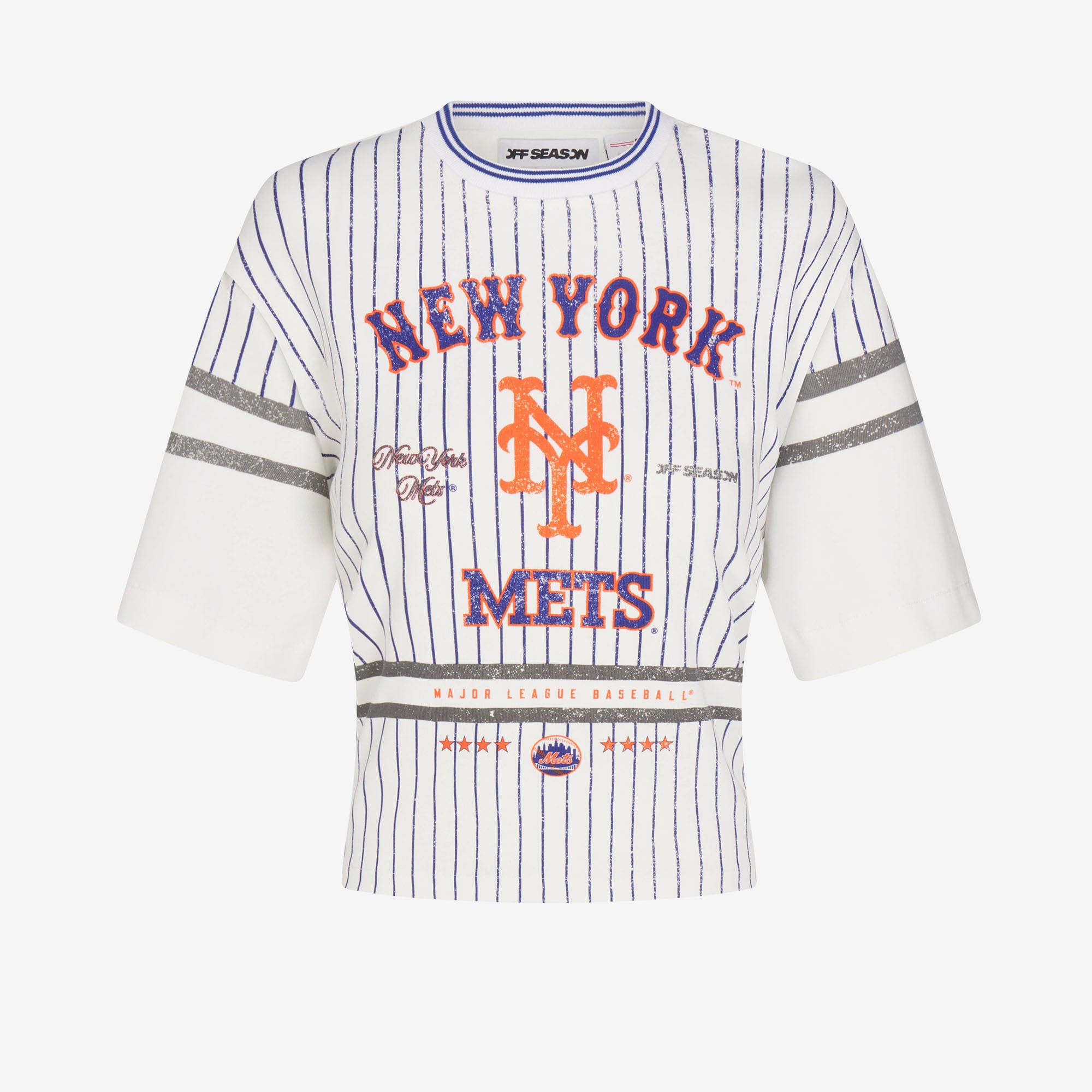 T-shirt da donna bianca dei New York Mets con allacciatura sul retro