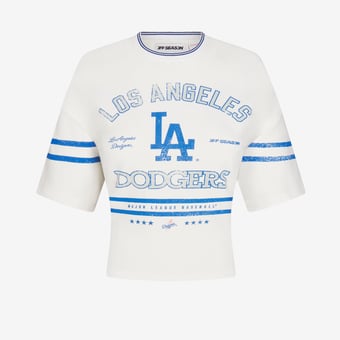 Women's White Los Angeles Dodgers Lace-Back T-Shirt