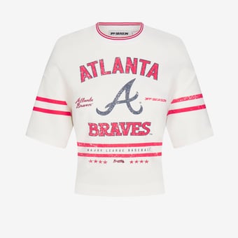 Women's White Atlanta Braves Lace-Back T-Shirt
