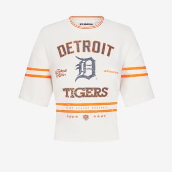 Women's White Detroit Tigers Lace-Back T-Shirt