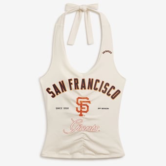 Women's Cream San Francisco Giants Ruched Halter Top