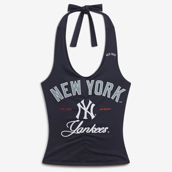 Women's Navy New York Yankees Ruched Halter Top