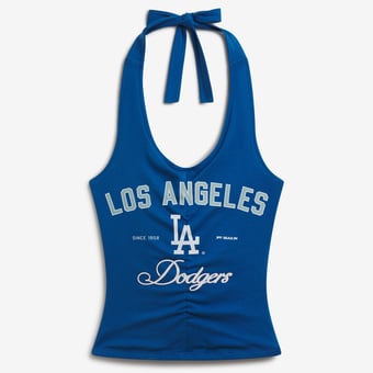 Women's Royal Los Angeles Dodgers Ruched Halter Top