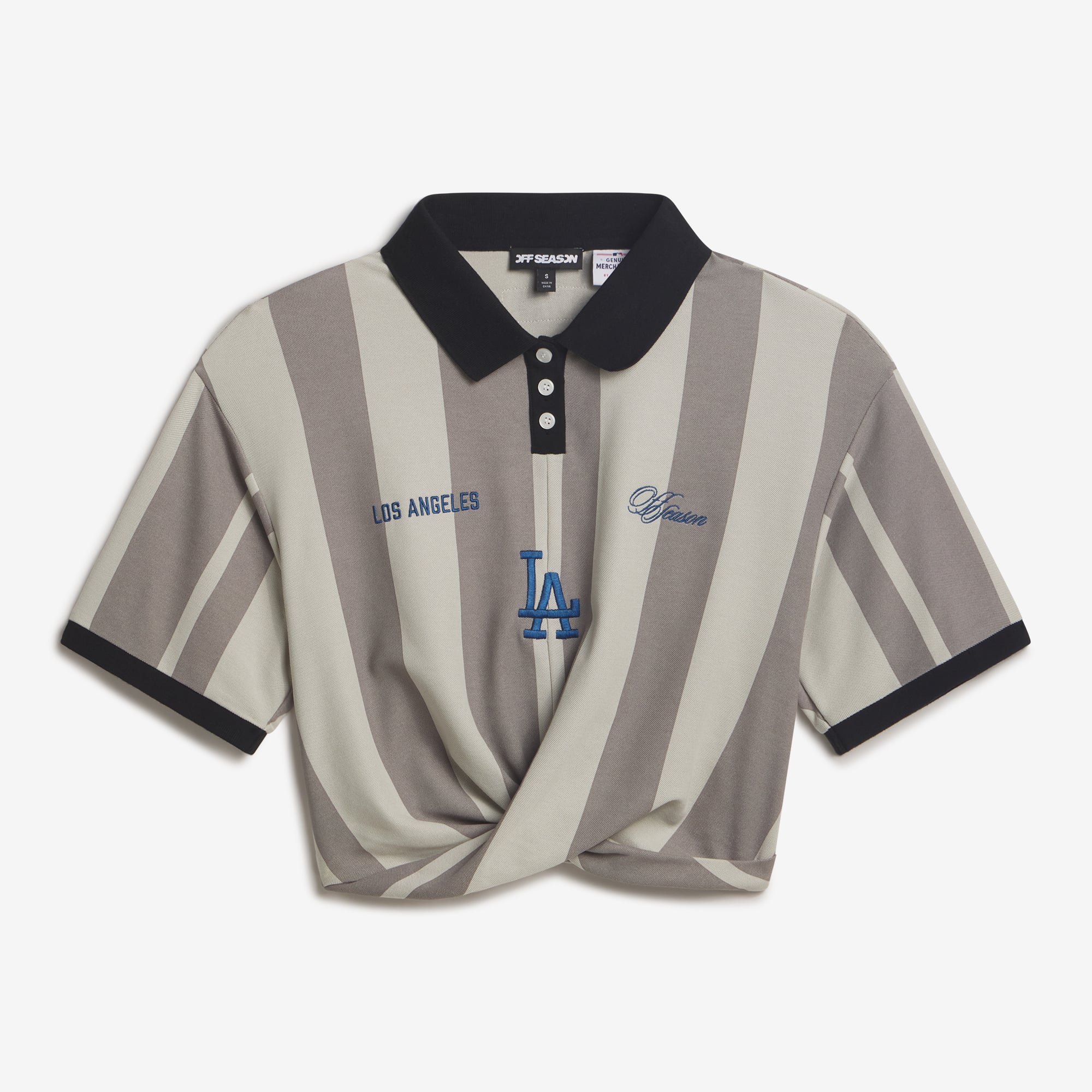 T-shirt da rugby grigia da donna dei Los Angeles Dodgers