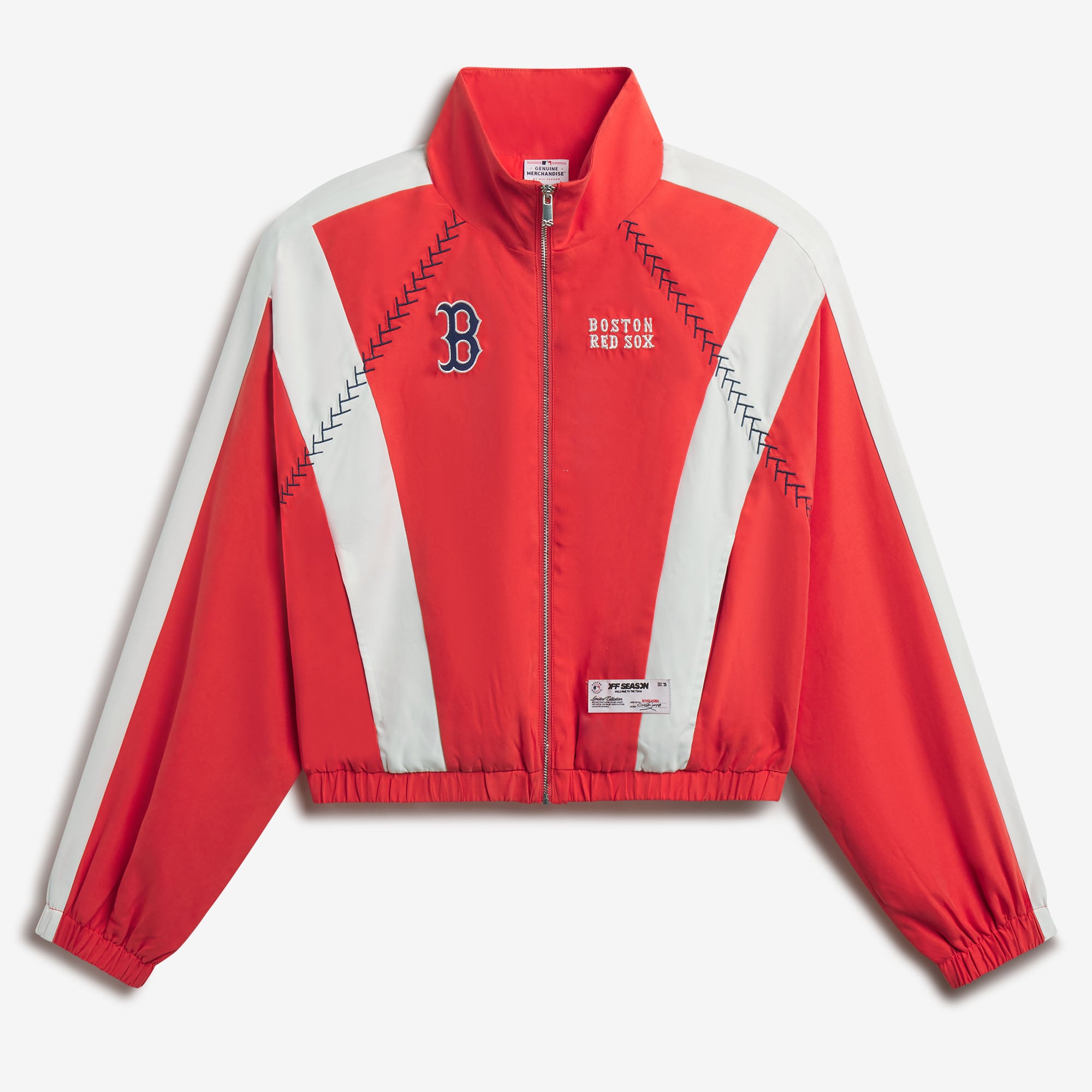 Giacca sportiva da donna rossa leggera con zip intera dei Boston Red Sox