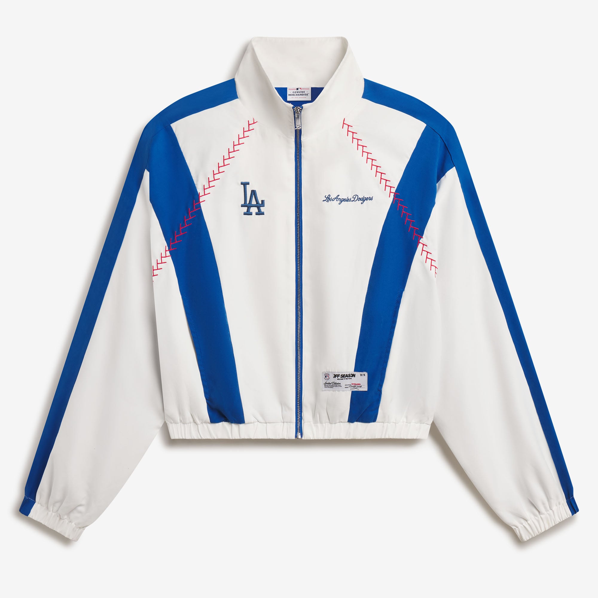 Giacca sportiva da donna bianca leggera con zip intera dei Los Angeles Dodgers