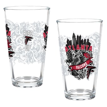 Atlanta Falcons Hometown Series 16oz Pint Glass 2-Piece Set with Gift Box