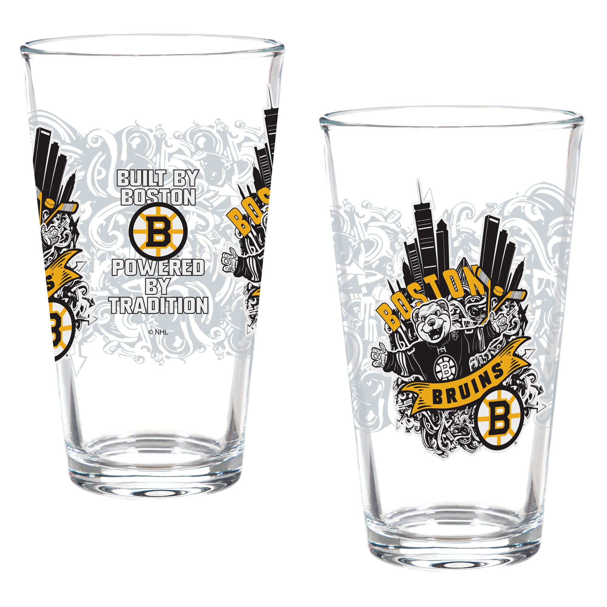 Boston Bruins Hometown Series 16oz Pint Glass 2-Piece Set with Gift Box