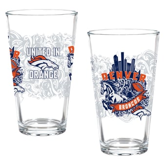 Denver Broncos Hometown Series 16oz Pint Glass 2-Piece Set with Gift Box