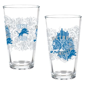 Detroit Lions Hometown Series 16oz Pint Glass 2-Piece Set with Gift Box