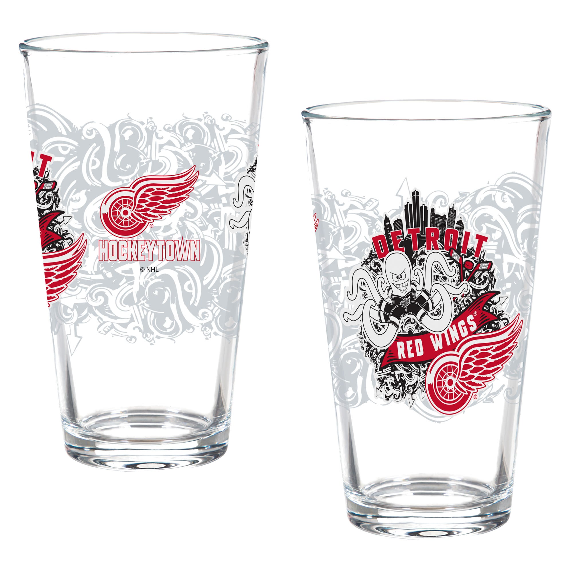 Detroit Red Wings Hometown Series 16oz Pint Glass 2-Piece Set with Gift Box