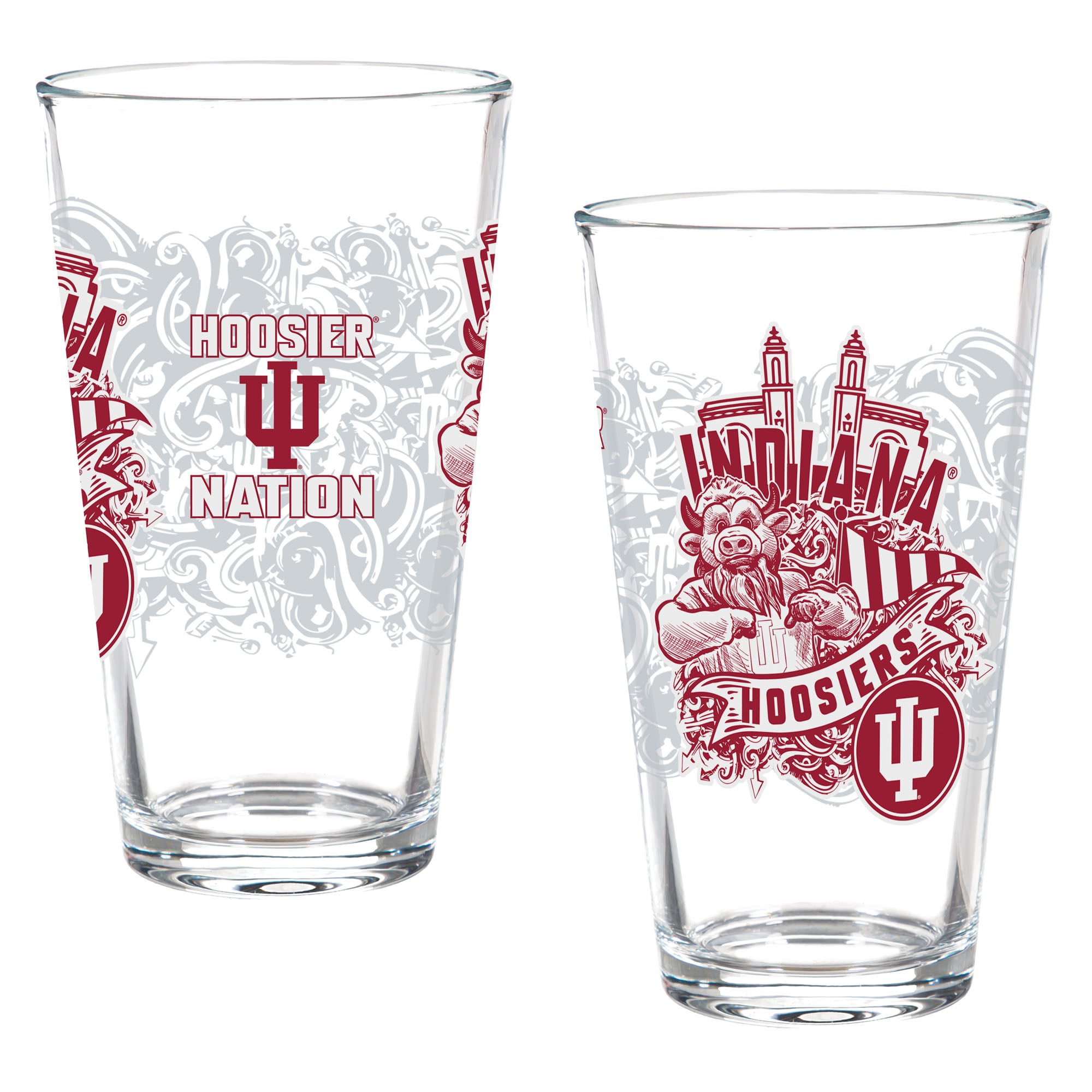 Indiana Hoosiers Hometown Series 16oz Pint Glass 2-Piece Set with Gift Box