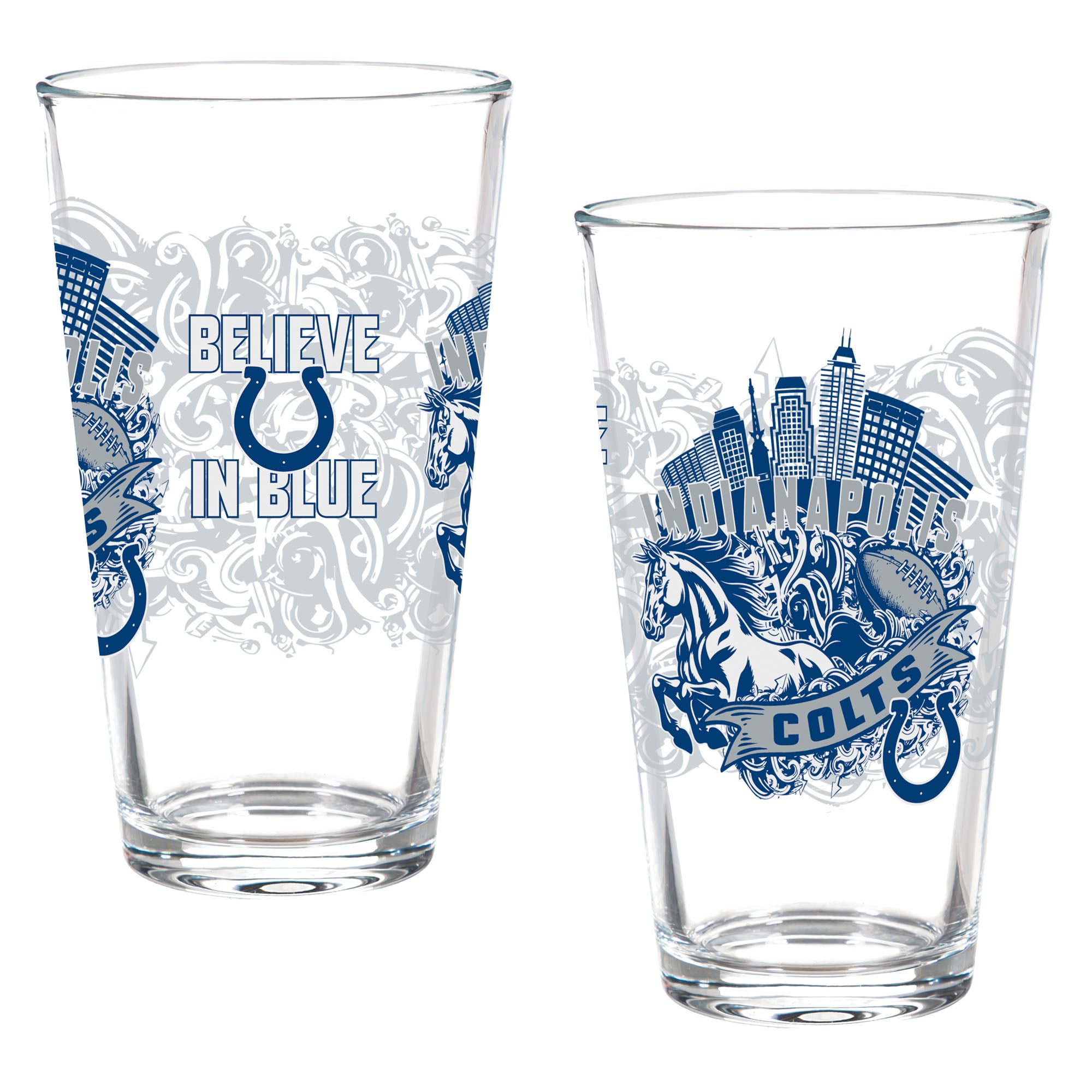 Indianapolis Colts Hometown Series 16oz Pint Glass 2-Piece Set with Gift Box