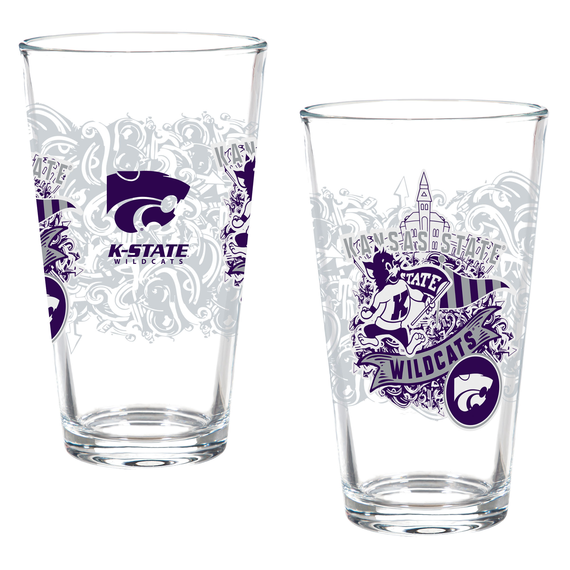 Kansas State Wildcats Hometown Series 16oz Pint Glass 2-Piece Set with Gift Box