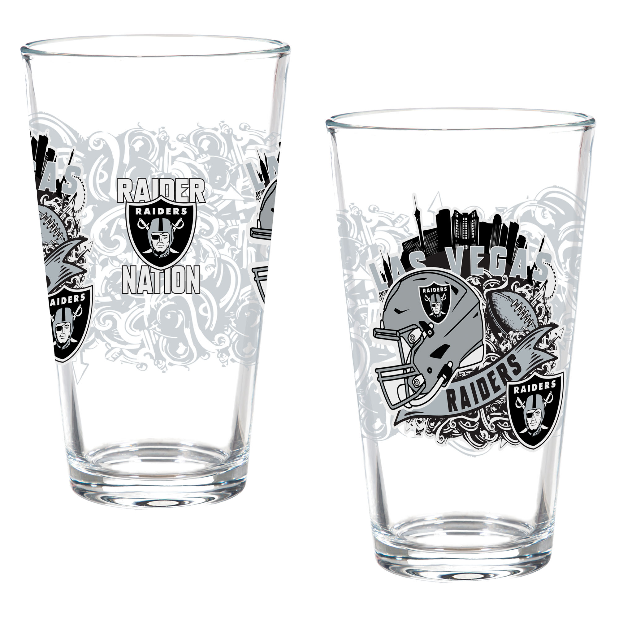 Las Vegas Raiders Hometown Series 16oz Pint Glass 2-Piece Set with Gift Box