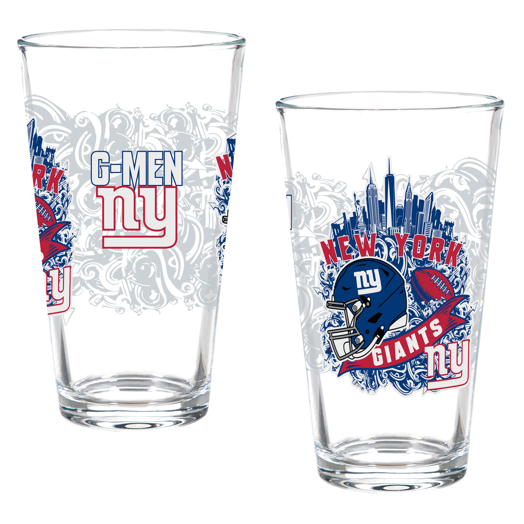 New York Giants Hometown Series 16oz Pint Glass 2-Piece Set with Gift Box