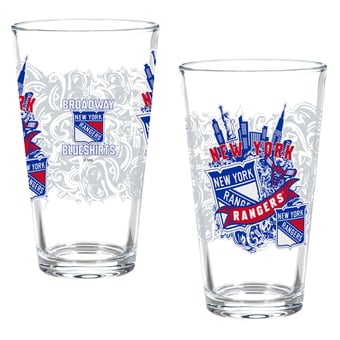 New York Rangers Hometown Series 16oz Pint Glass 2-Piece Set with Gift Box