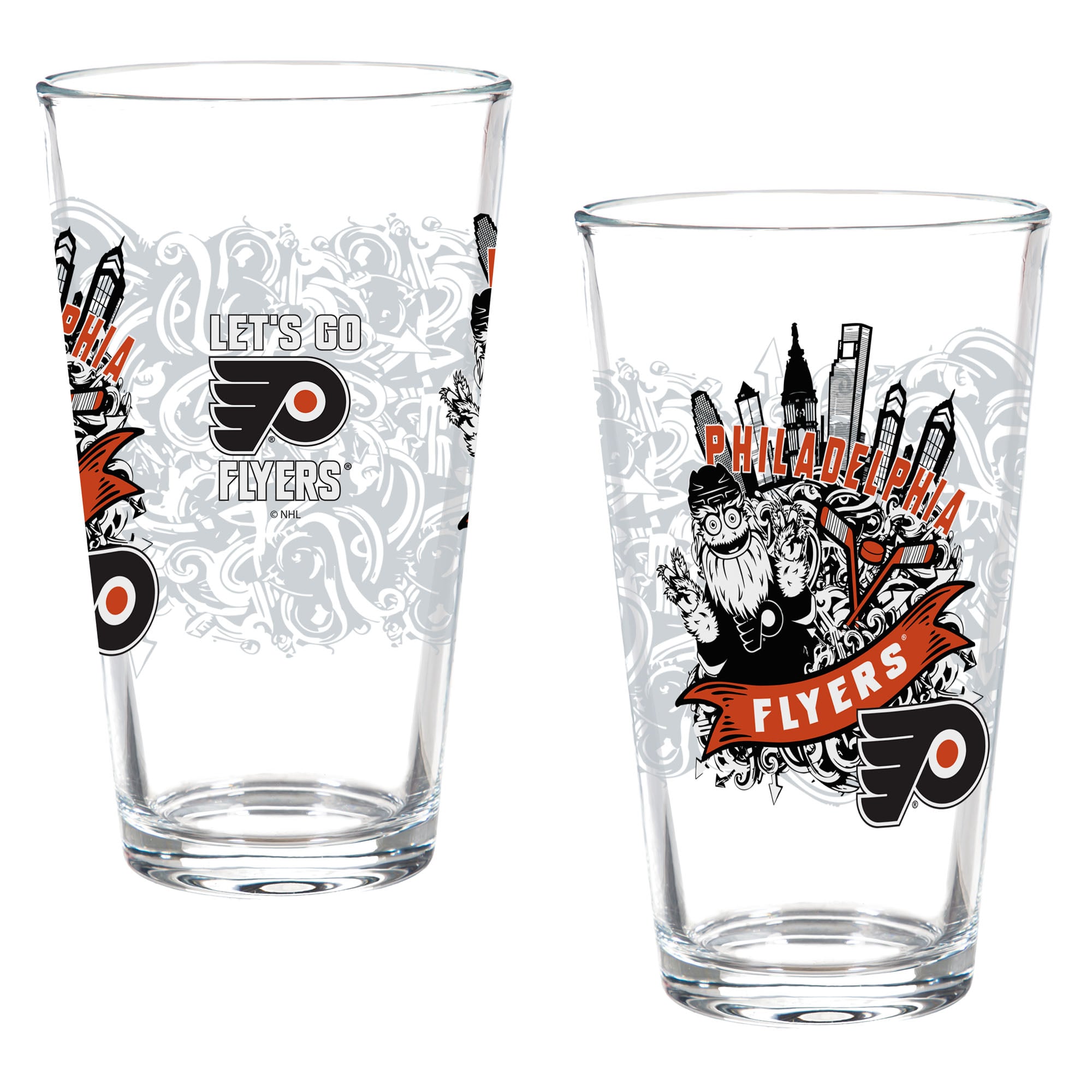 Philadelphia Flyers Hometown Series 16oz Pint Glass 2-Piece Set with Gift Box