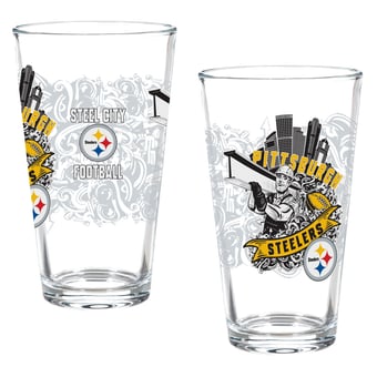 Pittsburgh Steelers Hometown Series 16oz Pint Glass 2-Piece Set with Gift Box