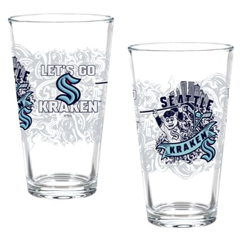 Seattle Kraken Hometown Series 16oz Pint Glass 2-Piece Set with Gift Box