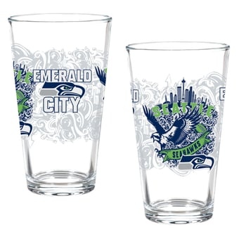 Seattle Seahawks Hometown Series 16oz Pint Glass 2-Piece Set with Gift Box