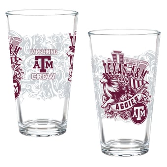 Texas A&M Aggies Hometown Series 16oz Pint Glass 2-Piece Set with Gift Box