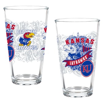 Kansas Jayhawks Hometown Series 16oz Pint Glass 2-Piece Set with Gift Box