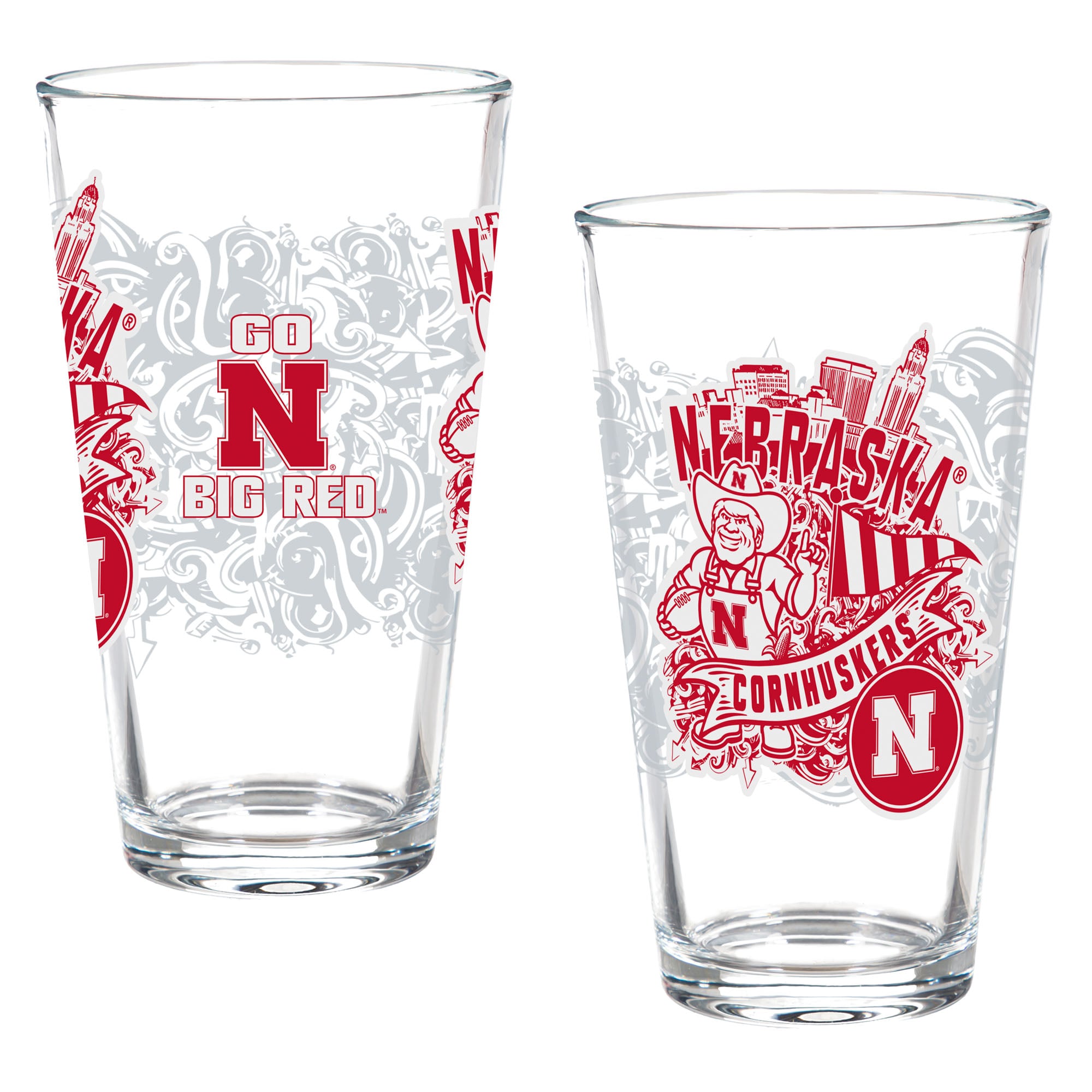 Nebraska Huskers Hometown Series 16oz Pint Glass 2-Piece Set with Gift Box