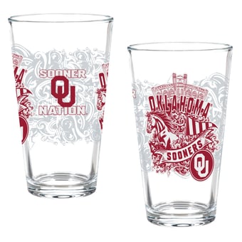 Oklahoma Sooners Hometown Series 16oz Pint Glass 2-Piece Set with Gift Box