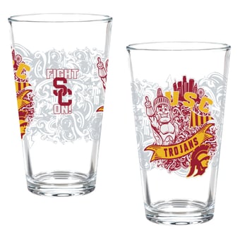 USC Trojans Hometown Series 16oz Pint Glass 2-Piece Set with Gift Box
