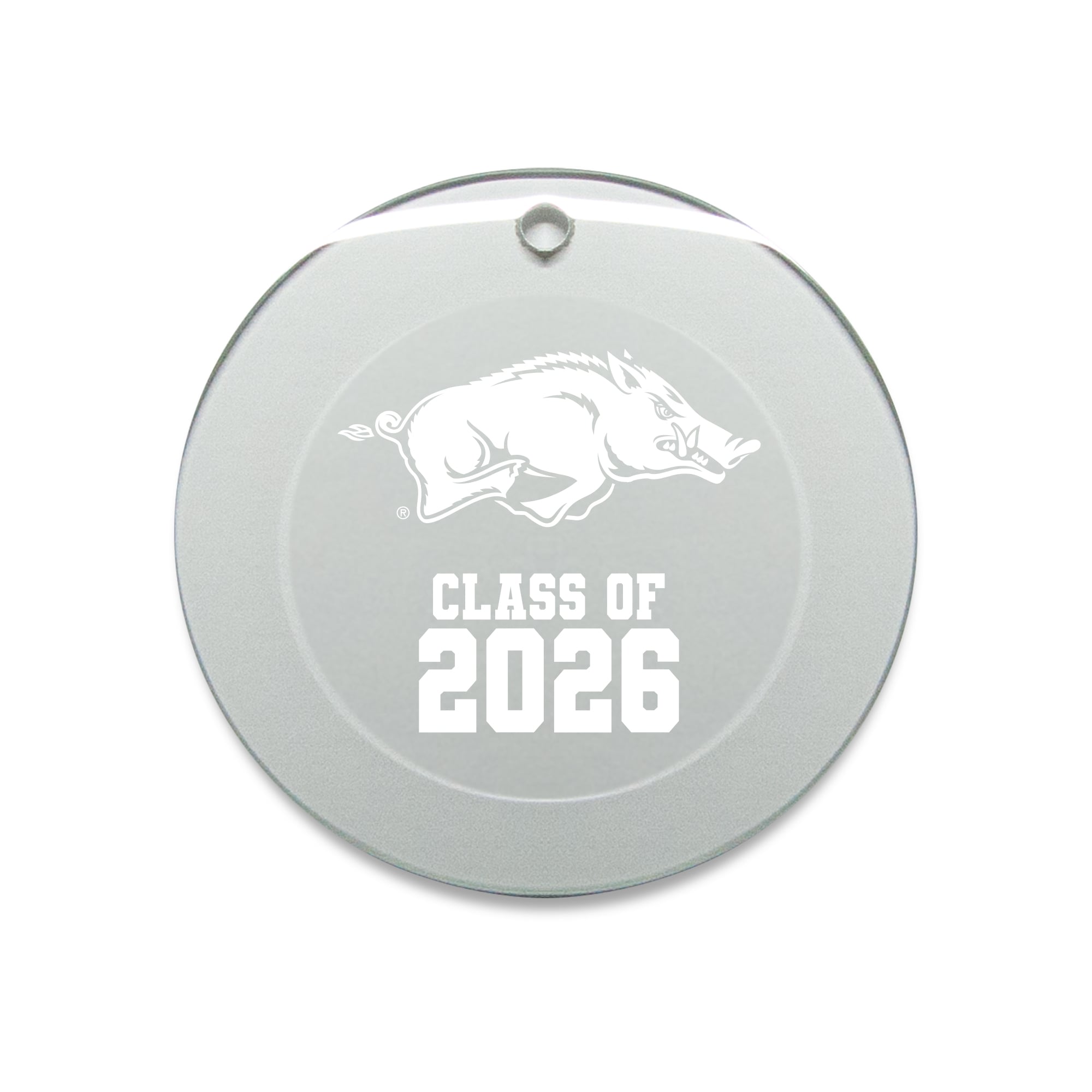 Jardine Arkansas Razorbacks 3.25" Class of 2026 Round Glass Ornament